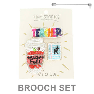 3pk Teacher Theme Assorted Brooch Pin Set