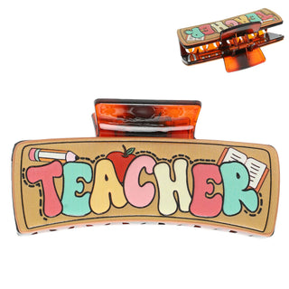 Teacher Tooled Leather Hair Claw Clip