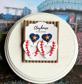 Astros Clay Earrings: H Star Heart Dangles