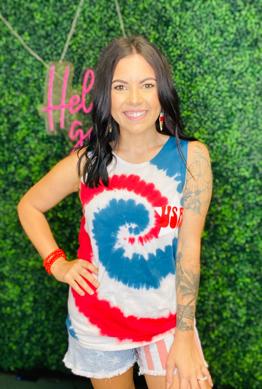 USA Tie Dye Tank Top