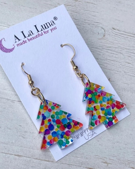 A La Luna Funfetti Christmas Tree (small) Earrings