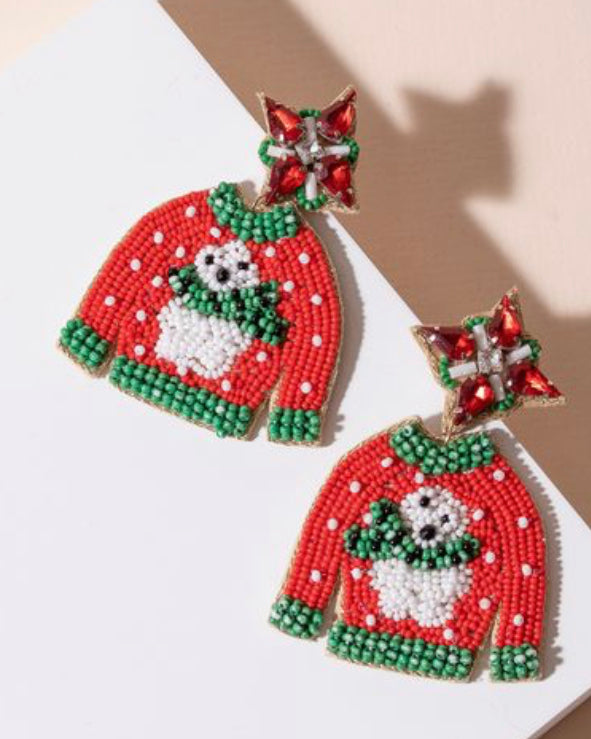 Beaded Christmas Earrings